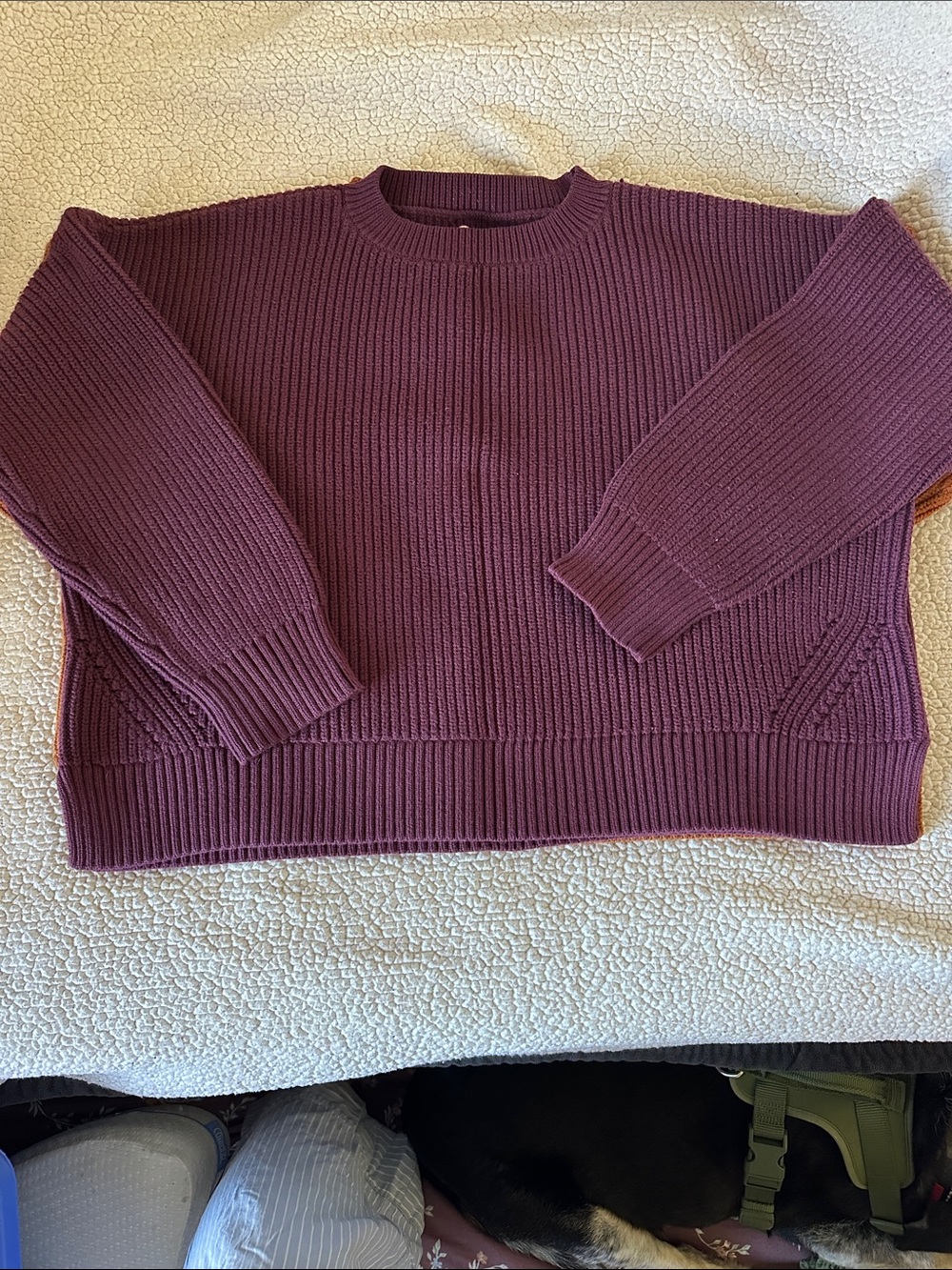Duluth Trading Co Plum Ribbed Crewneck Sweater